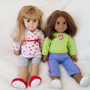 2 - American Girl Dolls in excellent condition with school desk.